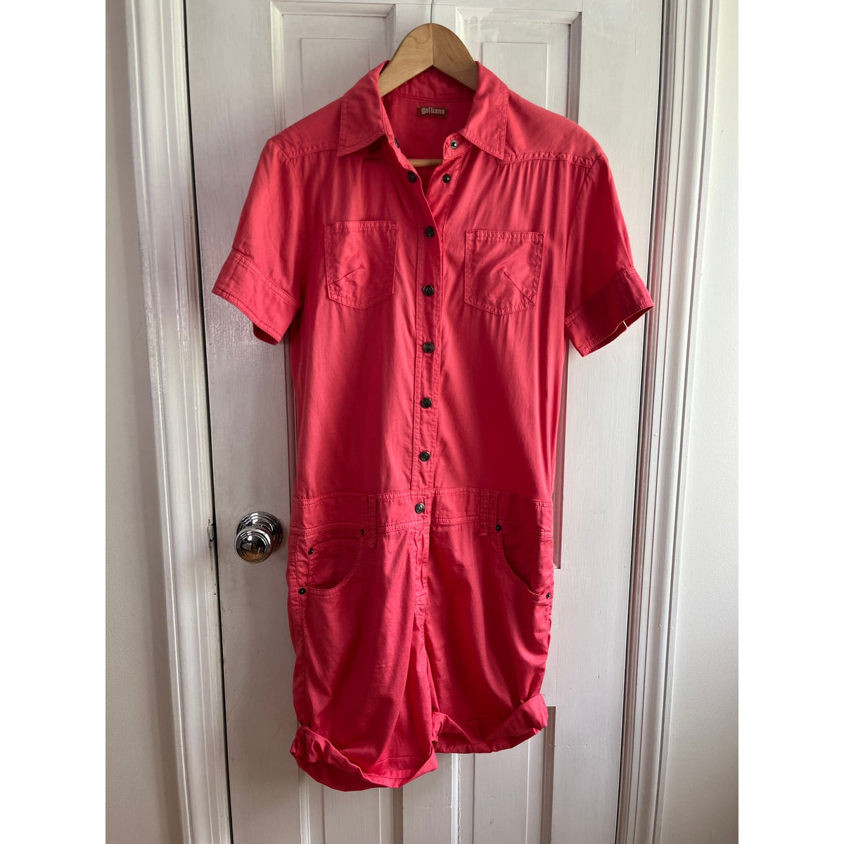 🌸 Galliano Archival Coral Utility Romper with Floral Tie Small 🌸