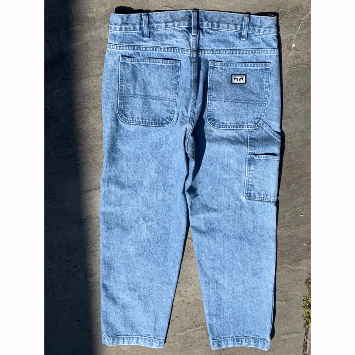 Obey Light Wash Denim Carpenter Pants Mens Size 30 Relaxed Skate Workwear Jeans