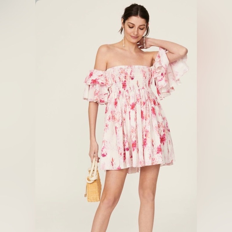 NWT MISA Los Angeles Dina Abstract Floral Smocked Mini Dress 🌸 Sold Out! Sz M