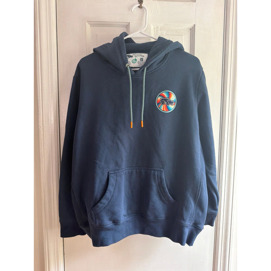 Wears Woody Retro Rainbow Wagon Fleece Hoodie Navy Blue Large