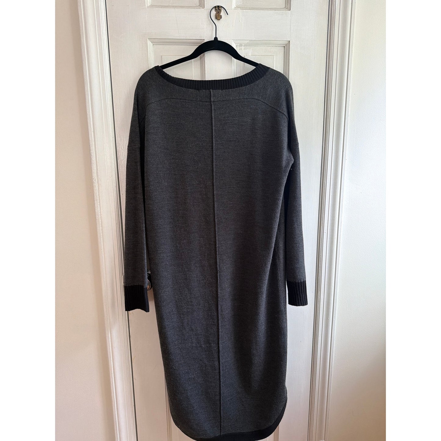 French Collection Size Small Long Sleeve Black and Grey Sweater Dress