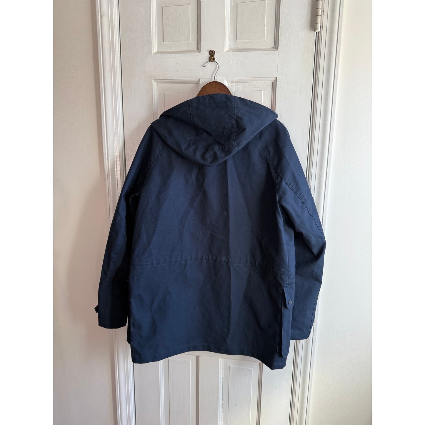 French Connection Men’s Navy Blue Hooded Field Jacket - Red Lining - Large - EUC