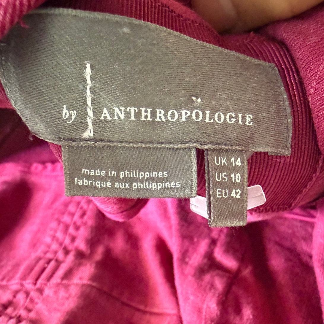 NWT Anthropologie Square-Neck Linen Blend Mini Cargo Dress Size 10 Pink Magenta