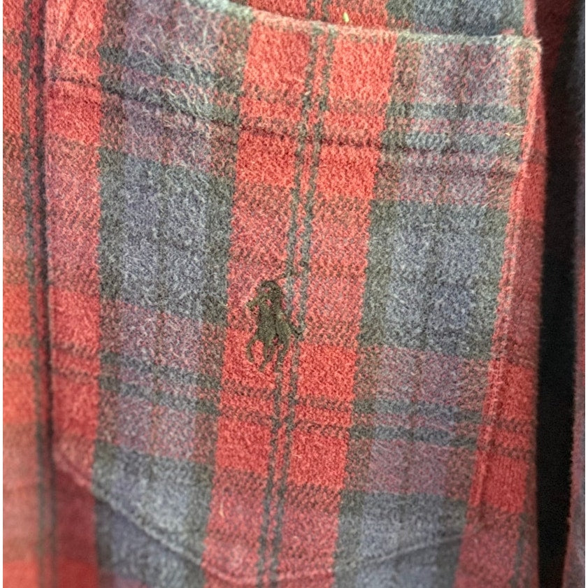Vintage Polo Ralph Lauren Red/Blue Plaid Men's Polo Shirt Medium