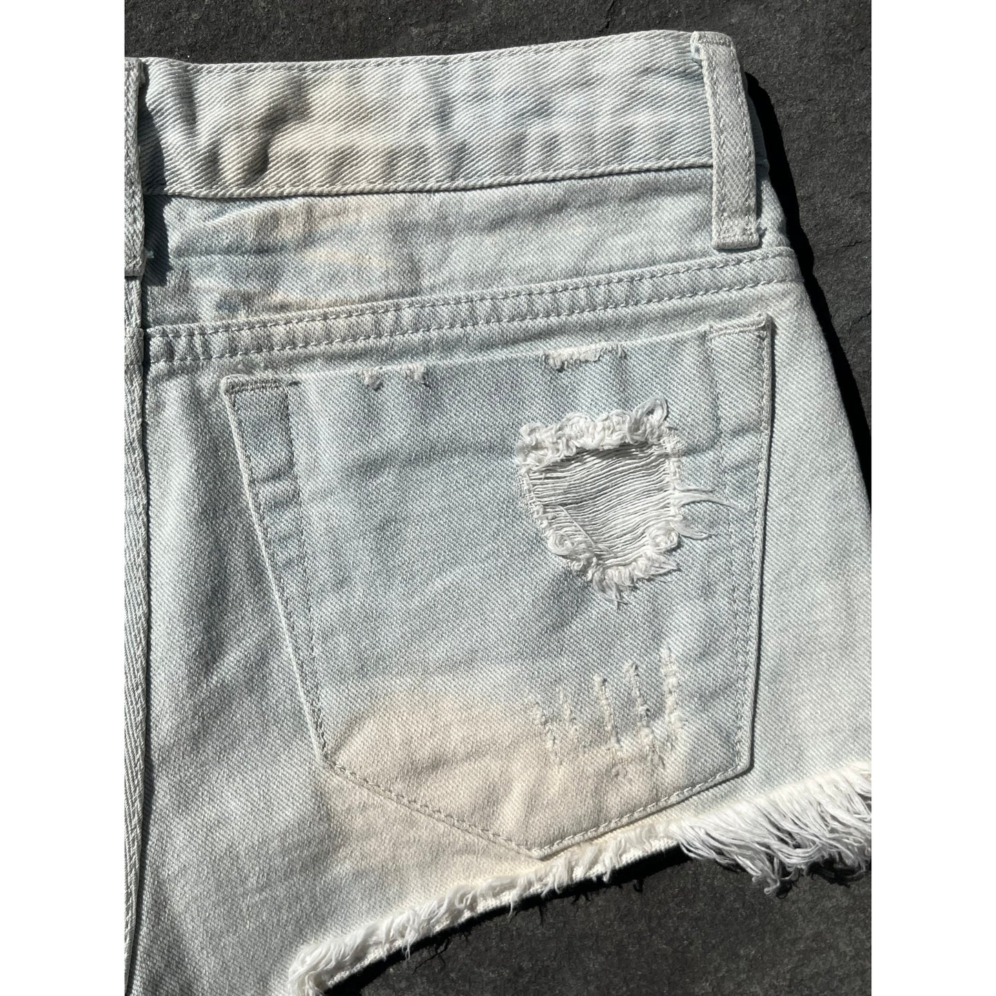 Vtg Lip Service Bleached Distressed Denim Shorts Y2K Low Rise Cut Offs 25 26