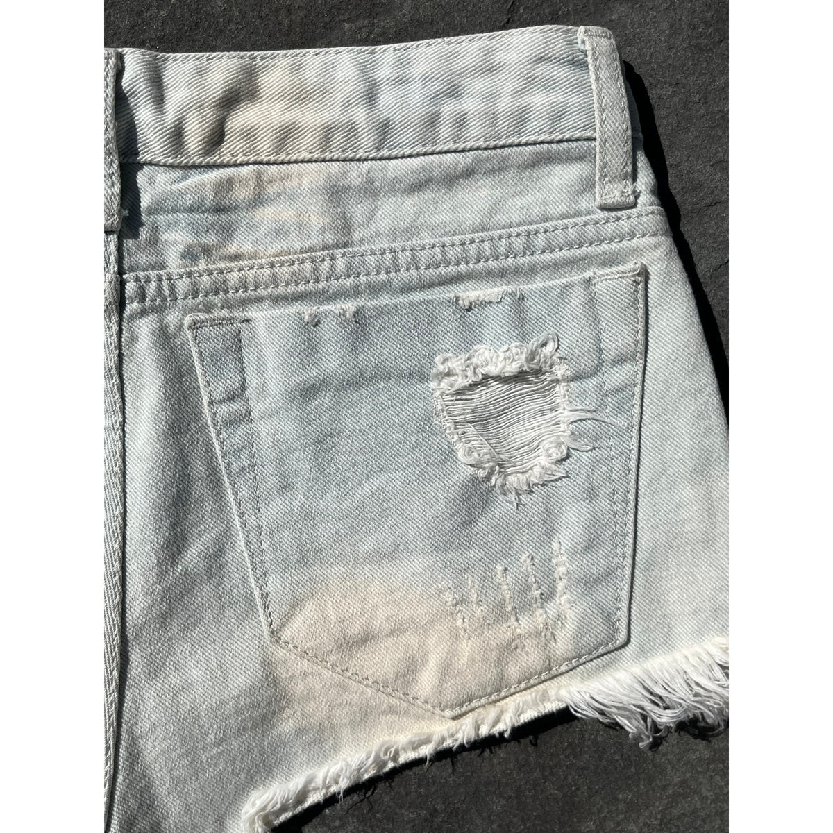 Vtg Lip Service Bleached Distressed Denim Shorts Y2K Low Rise Cut Offs 25 26