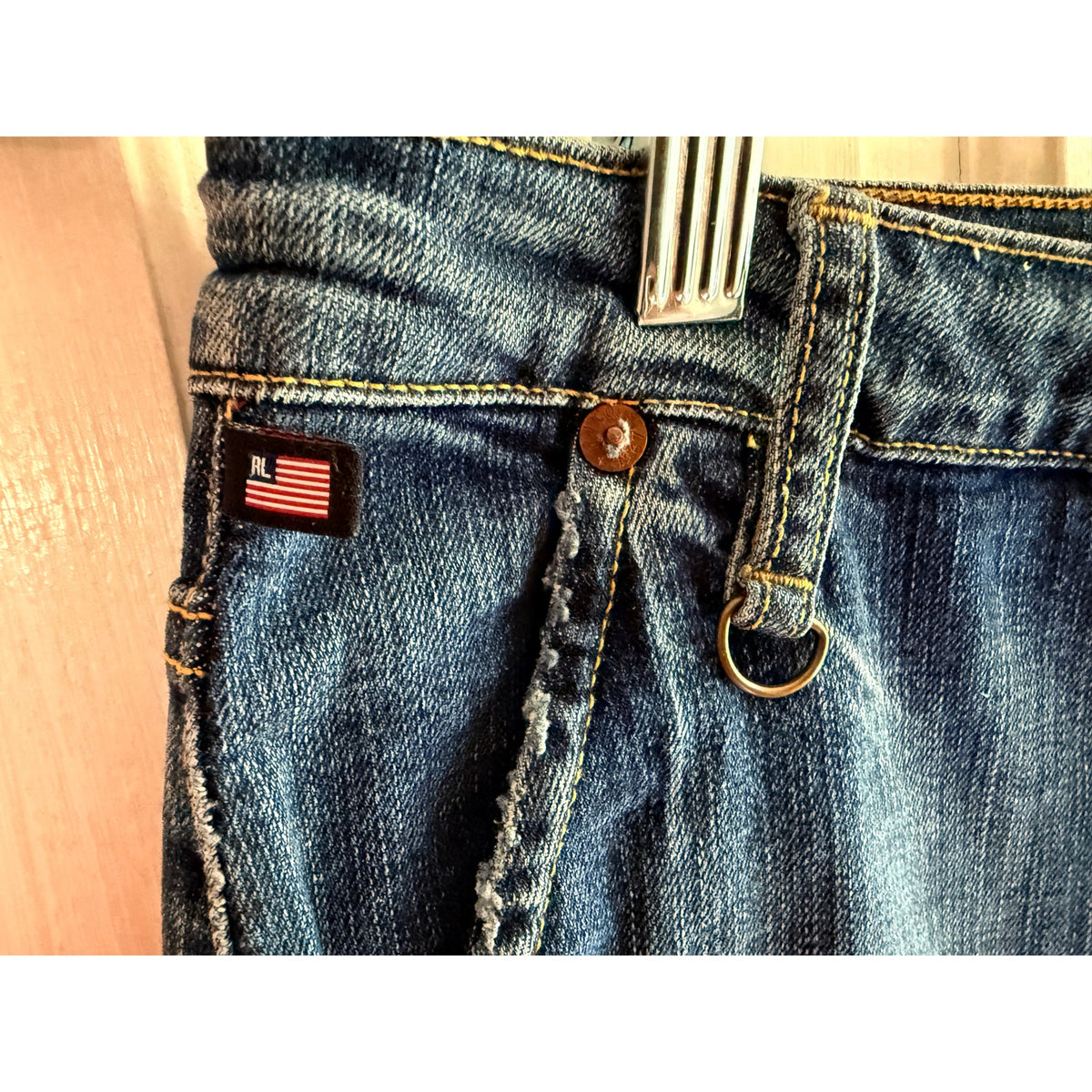 Vintage Polo Jeans Co Ralph Lauren Stretch Denim Mini Skirt Size 28 EUC