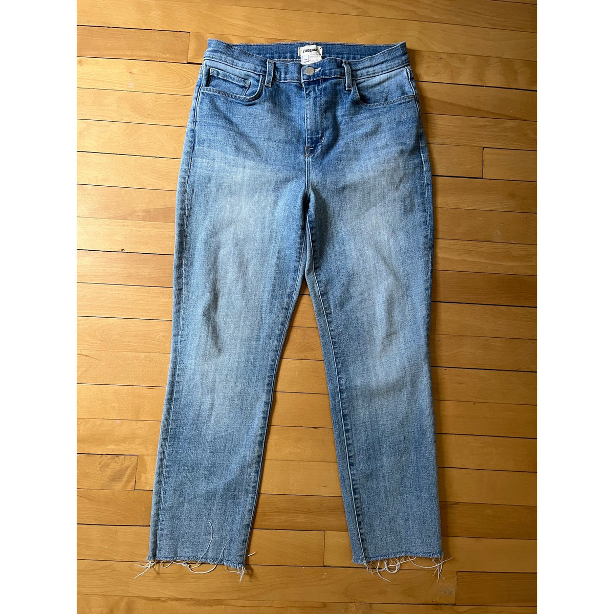 👖 L'Agence Sada High Rise Cropped Slim Jeans Summit Blue Wash Size 30