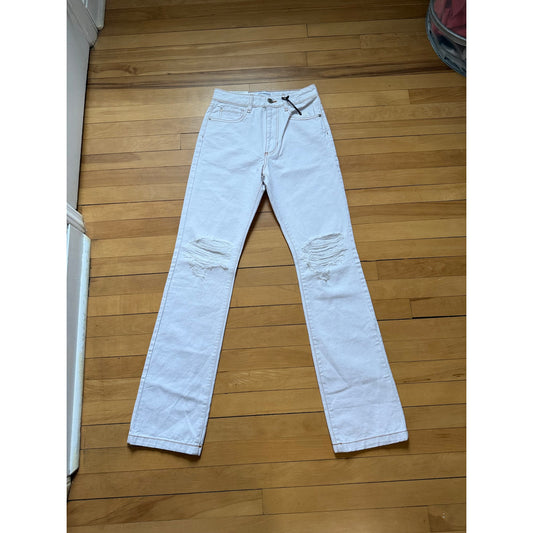 WEWOREWHAT White Distressed Wide Leg Jeans | Size 25 | NWT Stretch Twill ZIC