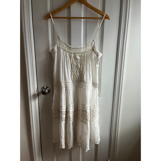 Antica Sartoria Giacomo Cinque Positano Italy Boho Lace Dress Ivory S/M