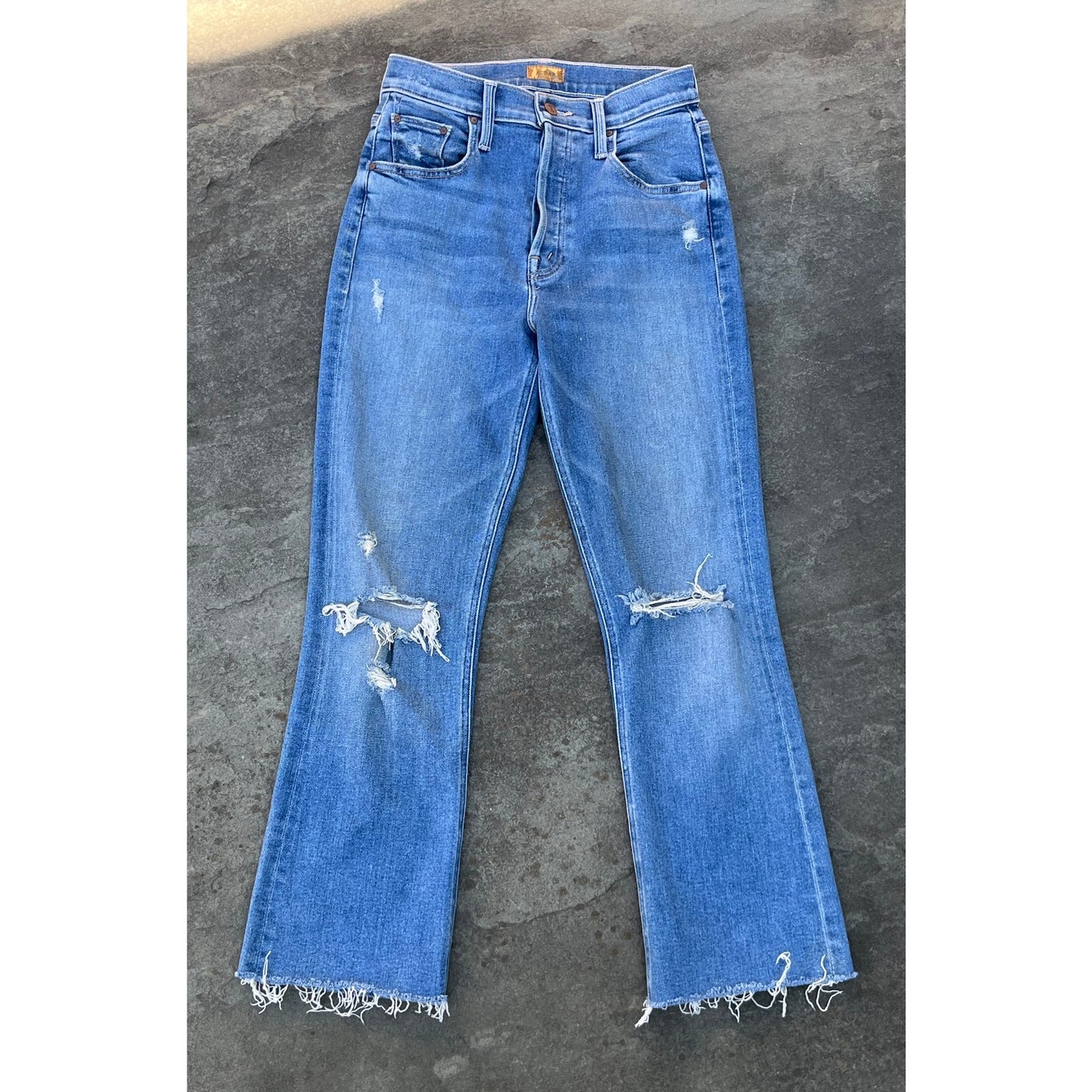 MOTHER The Tripper Ankle Fray Jeans Play Like a Pirate High Rise Crop 25