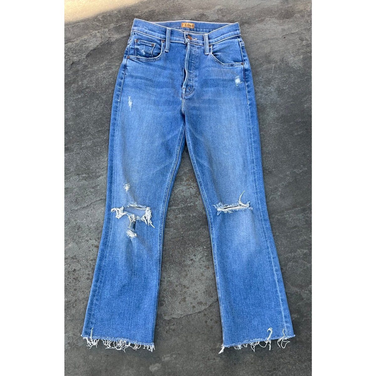MOTHER The Tripper Ankle Fray Jeans Play Like a Pirate High Rise Crop 25