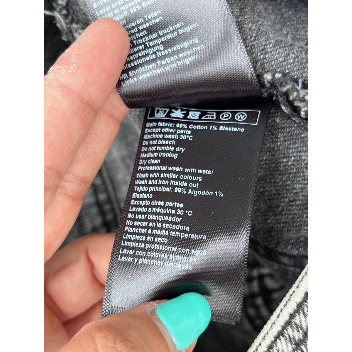 ba&sh Paris Lady Jeans High Rise Moto Acid Wash Denim Gray Noir 1 S 26 27 $265