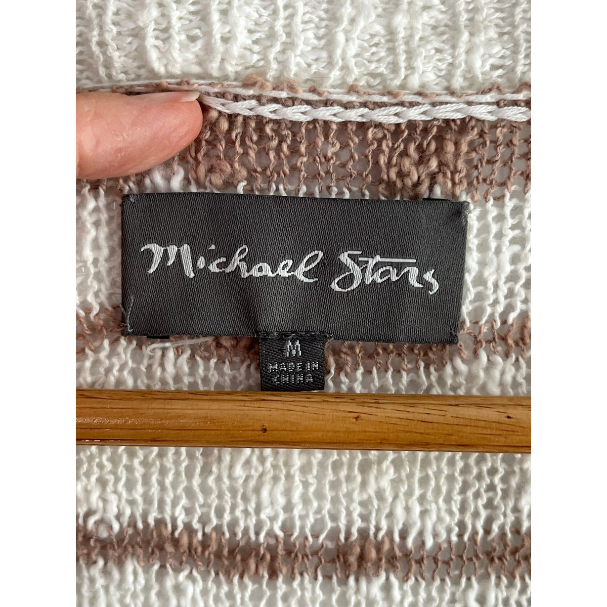 Michael Stars Striped Knit Cardigan Cover-Up - Beige/White - Size Medium - EUC