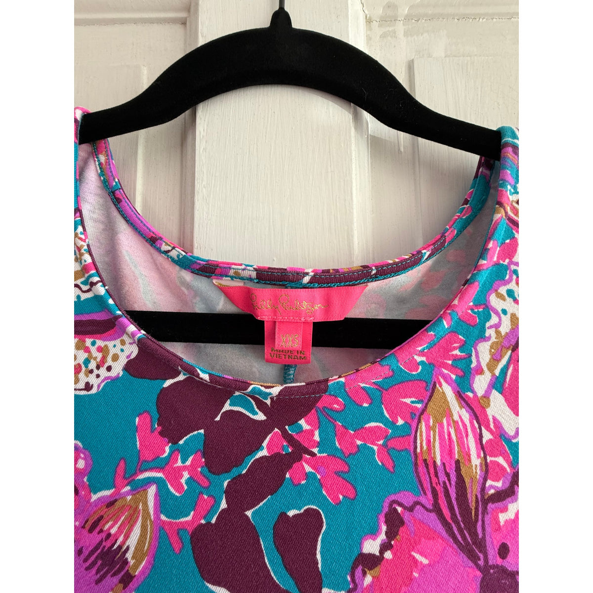 Lilly Pulitzer Bryson Long Sleeve Faux Wrap Dress Pink Blue Floral XXS EUC