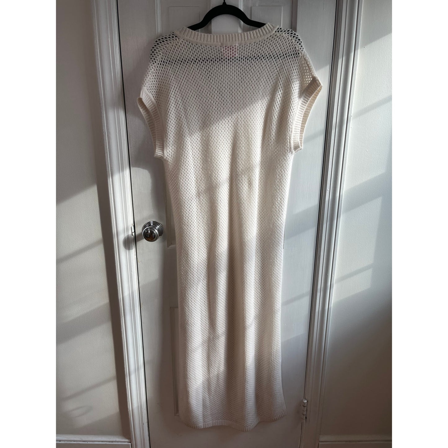 BRODIE Cashmere Pointelle Knit Maxi Dress | NWT Cream Resortwear Coverup | Sz M