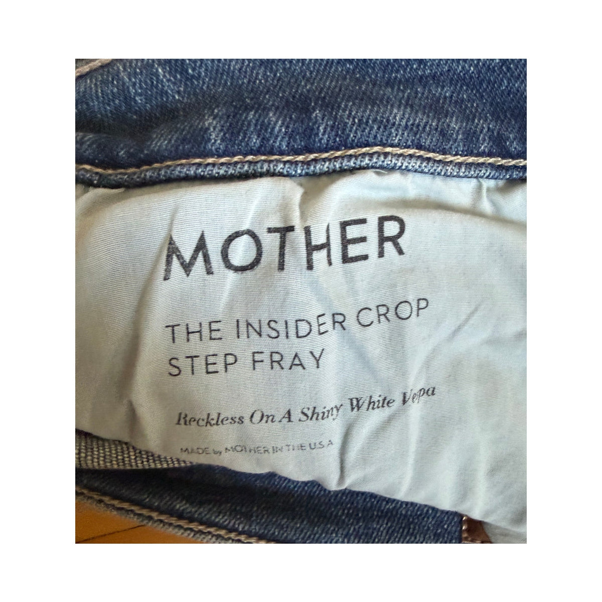 MOTHER The Insider Crop Step Fray Jeans Size 32 | Reckless On A Shiny White Vespa