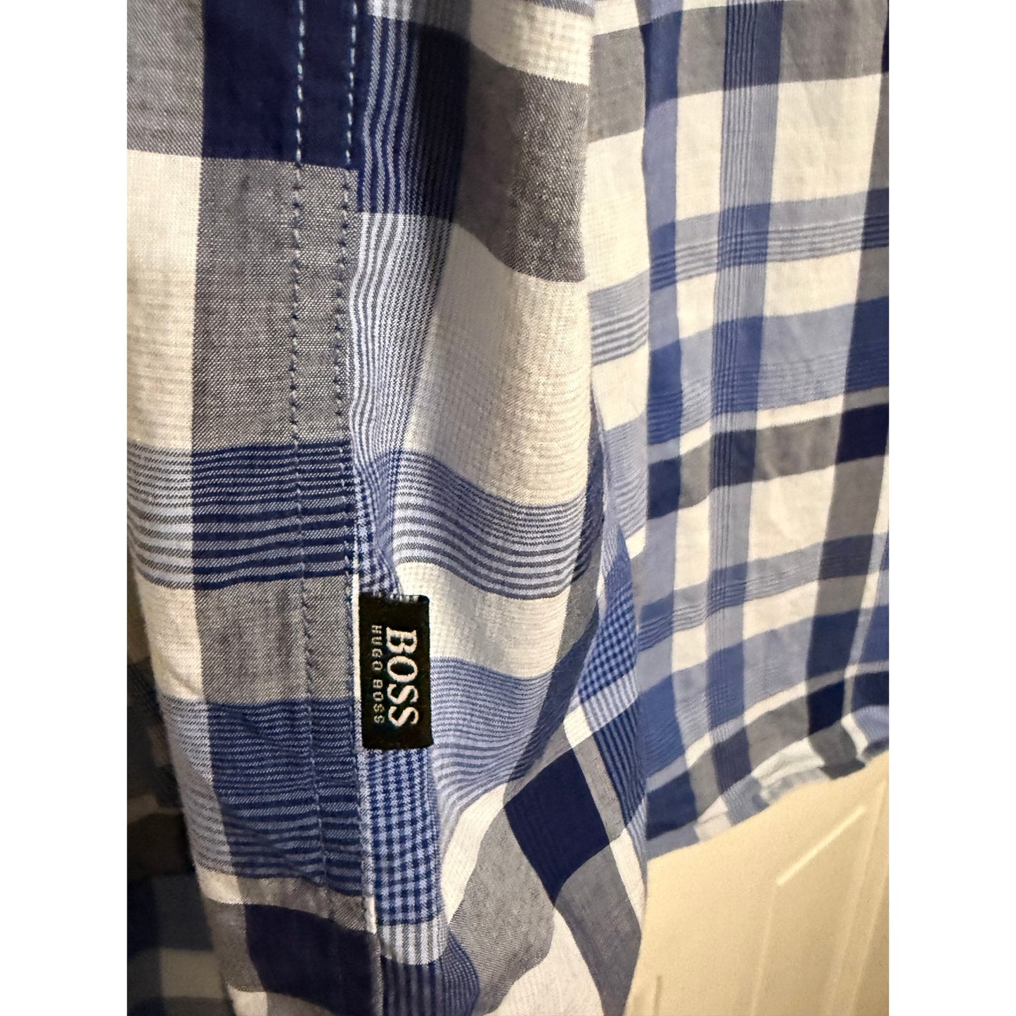 Hugo Boss Slim Fit Button Down Shirt Blue/White Plaid XL