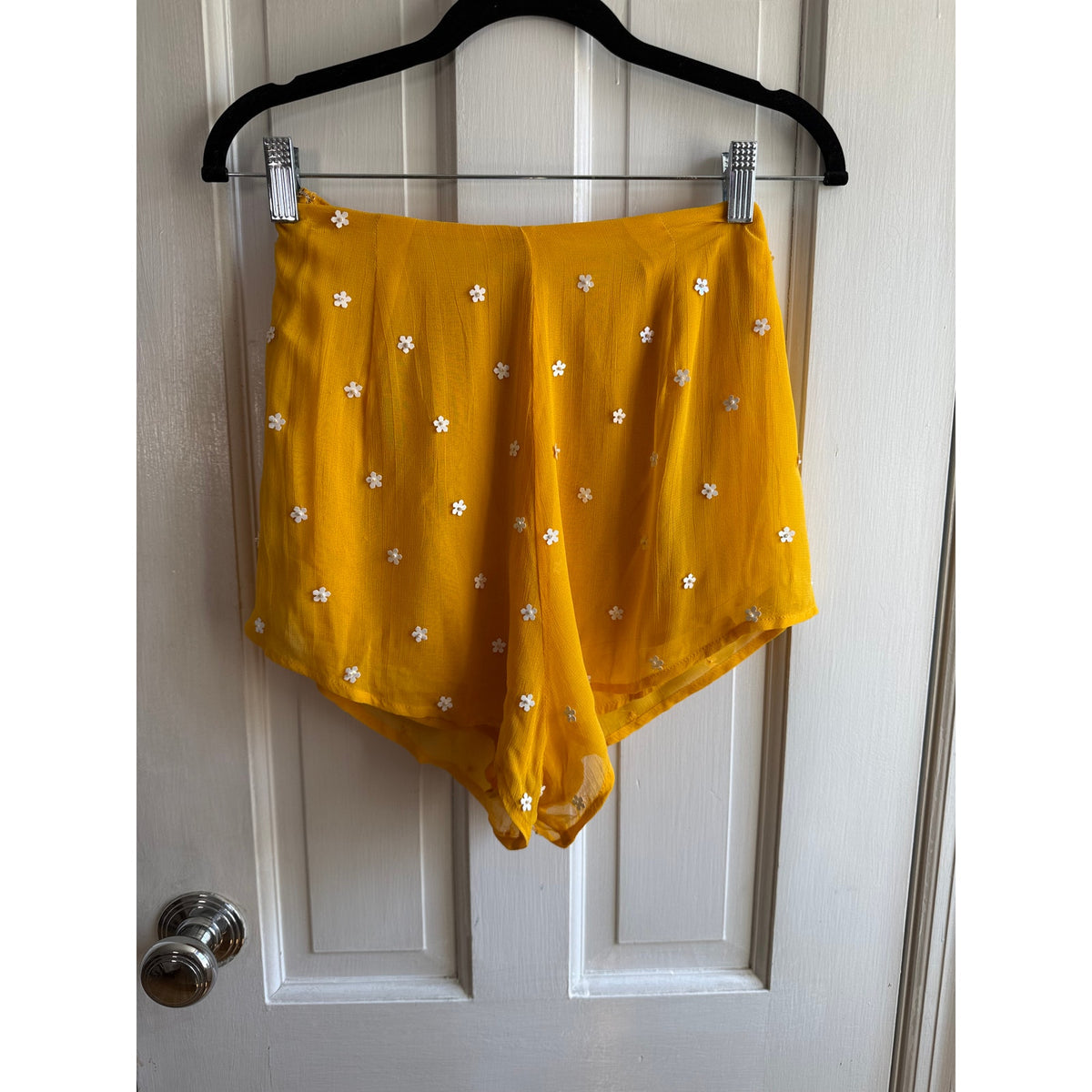 NWT Beach Riot Dahlia Embellished Sequin Flower Shorts - Gold - Size XS