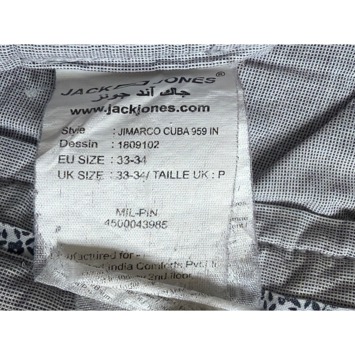 Jack & Jones Size 33 /34 Slim Fit Marco Style Light Blue Pants