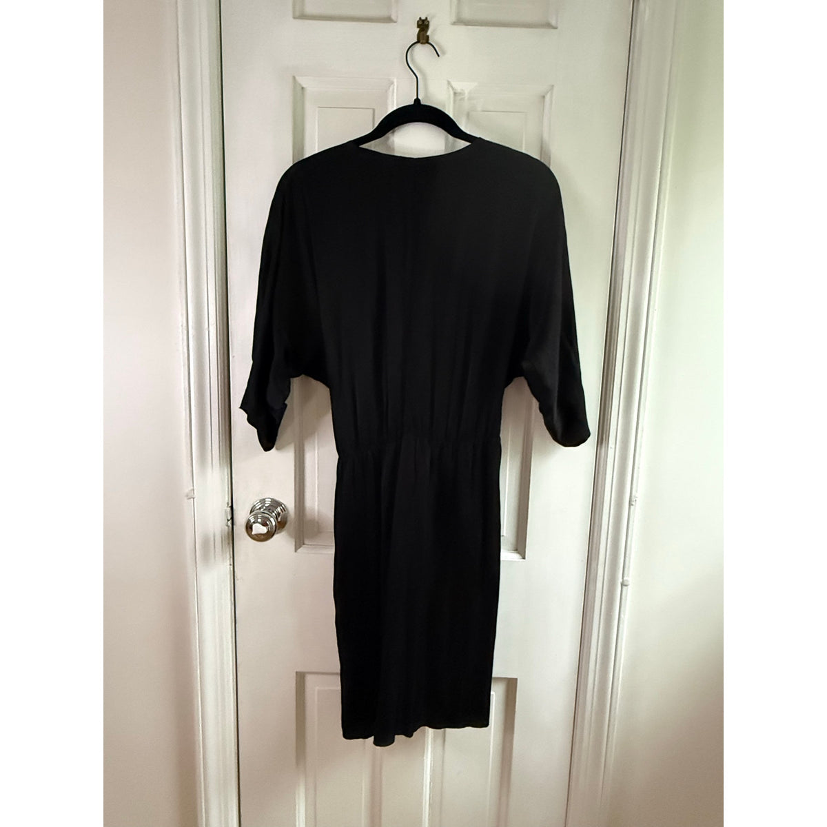 Velvet by Graham & Spencer Black Knit Dress Small Made in USA Twist Front EUC