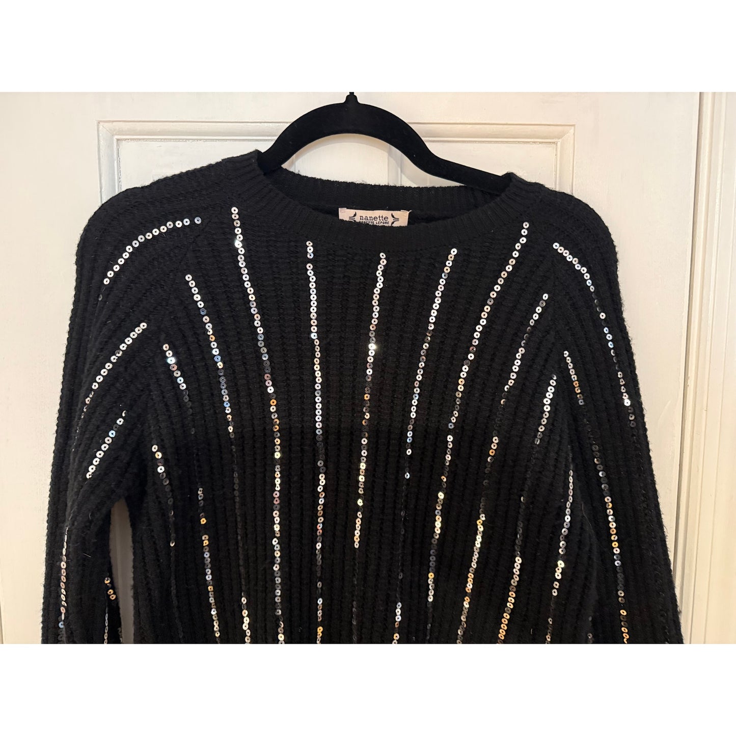 Nannette Lepore Sequined Black Sweater - Medium - Good Condition
