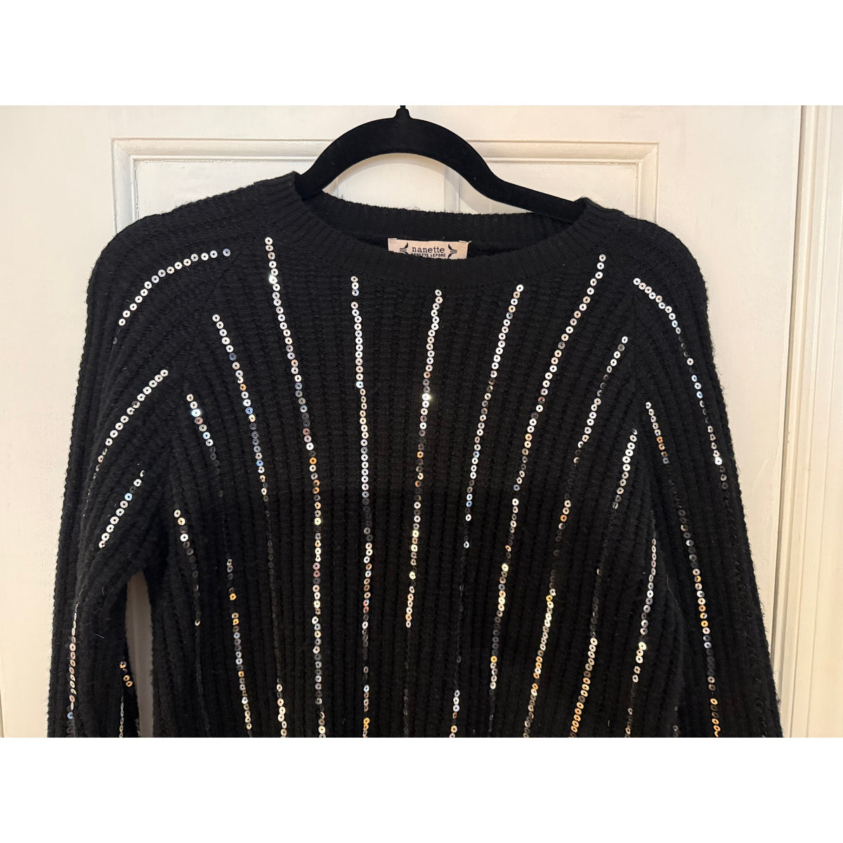 Nannette Lepore Sequined Black Sweater - Medium - Good Condition