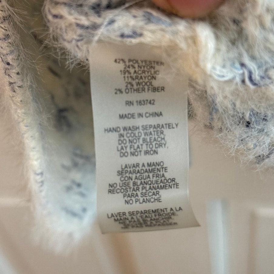Sioni Blue & White Marled Knit Cardigan - Women’s Large - Excellent Condition