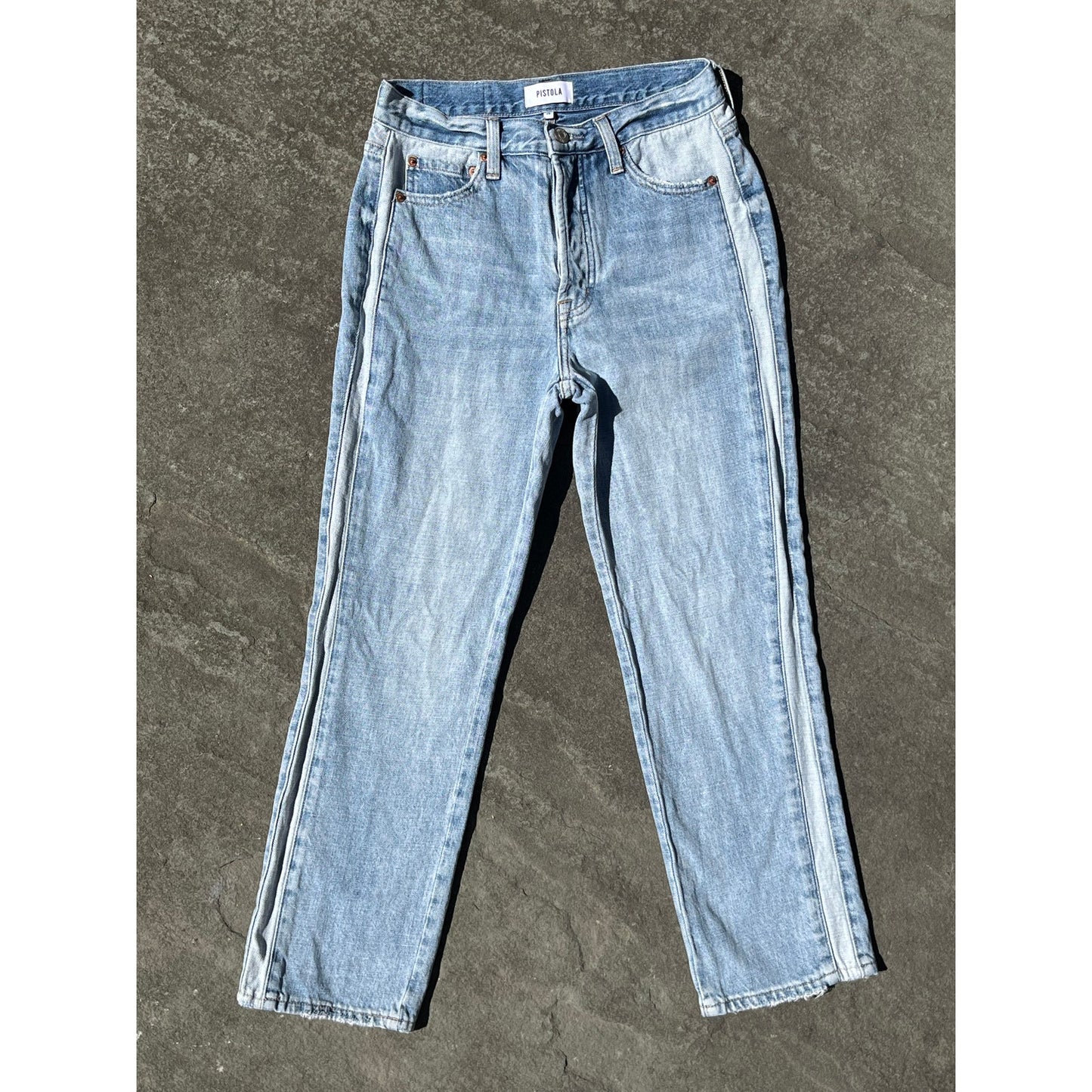 Pistola Monroe Side Stripe High Rise Cropped Cigarette Jeans Sz 26 Light Wash