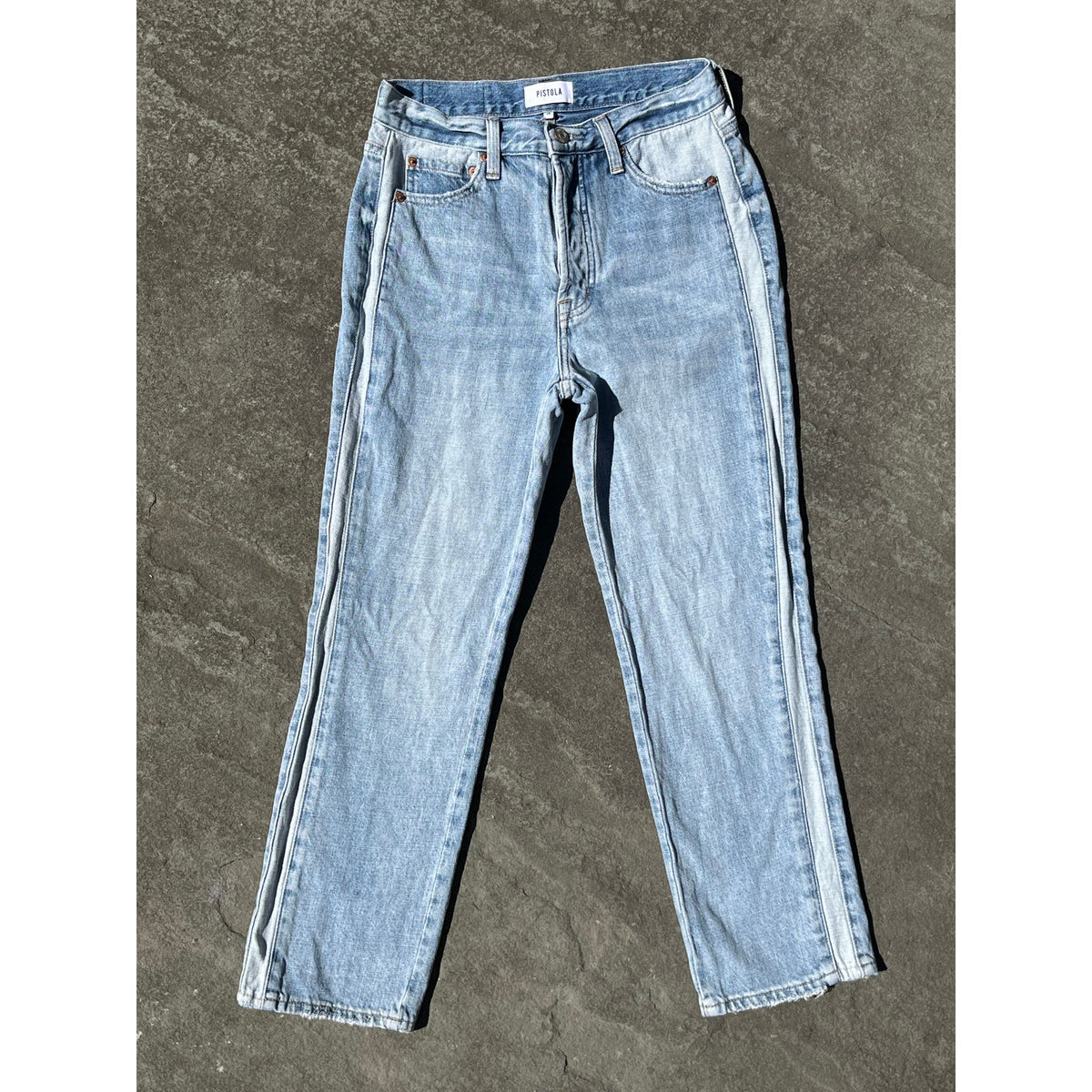 Pistola Monroe Side Stripe High Rise Cropped Cigarette Jeans Sz 26 Light Wash