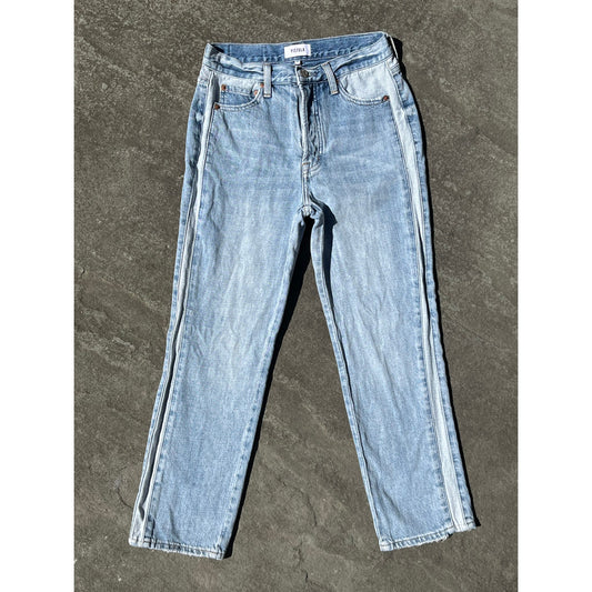 Pistola Monroe Side Stripe High Rise Cropped Cigarette Jeans Sz 26 Light Wash