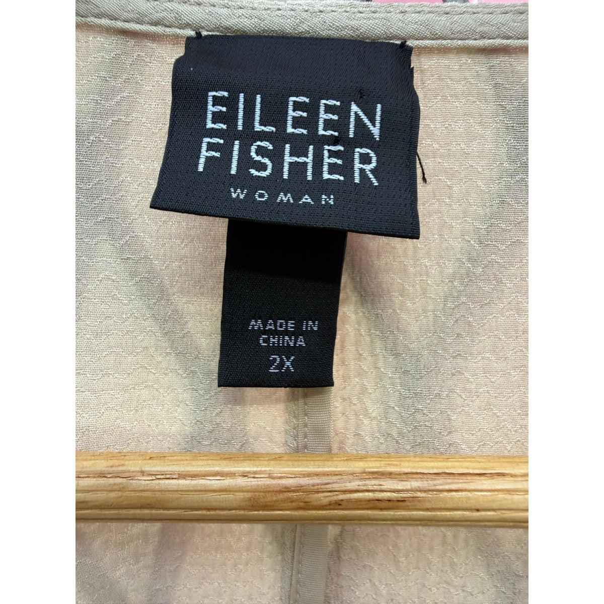 Eileen Fisher Woman 2X Silk Blend Blazer Jacket Bone Cream Open Front EUC