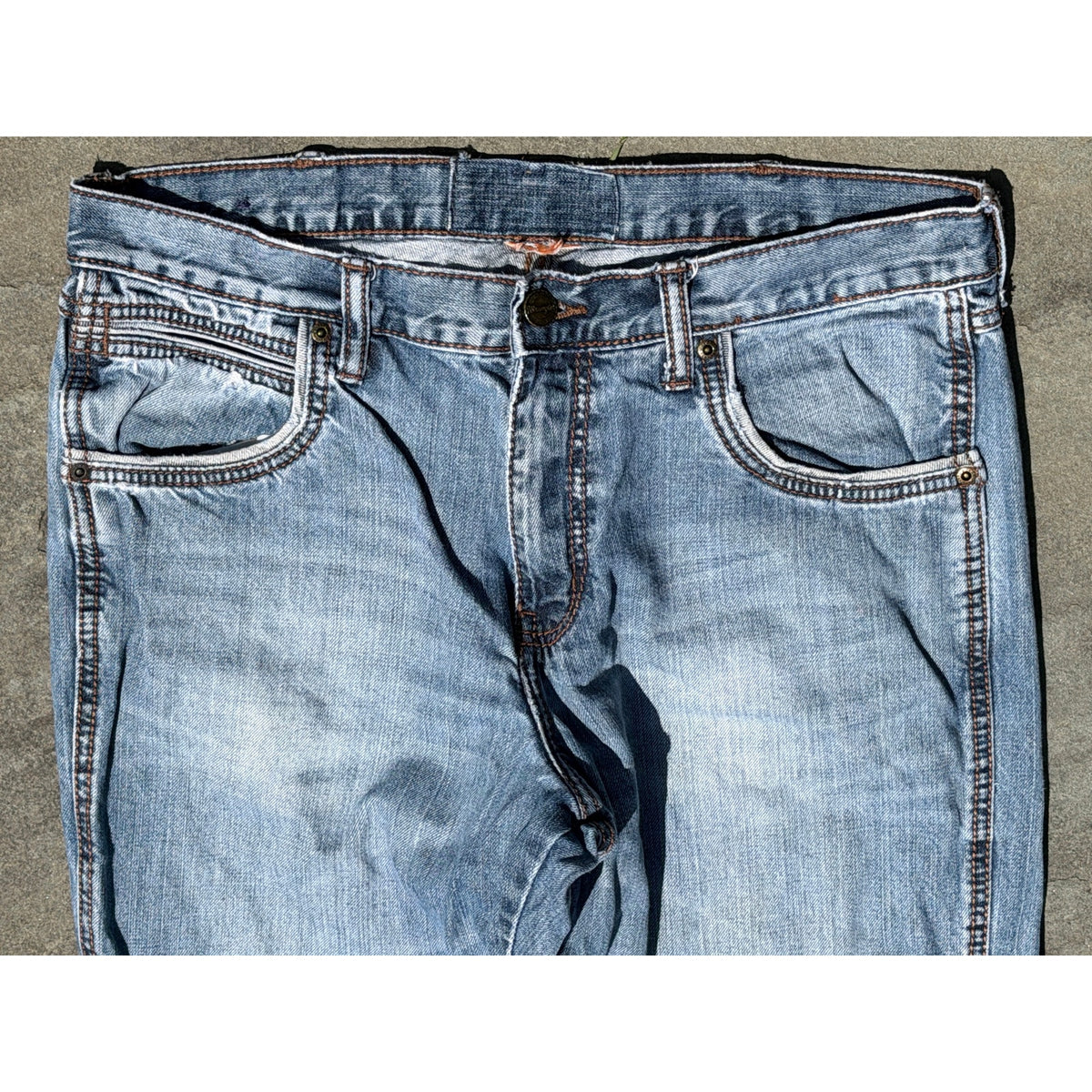 Wrangler Men's Relaxed Fit Bootcut Jeans 34x34 Blue Embroidered