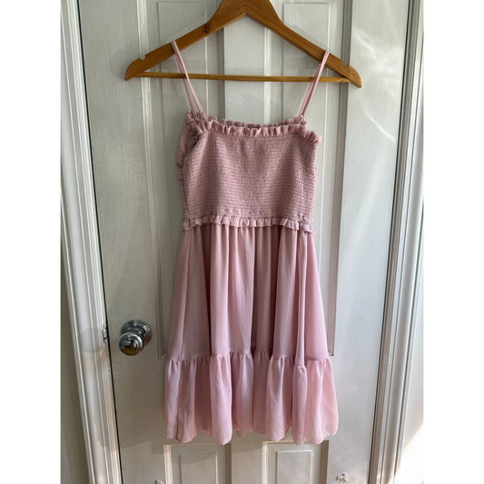 Aritzia Wilfred Pink Smocked Tiered Ruffle Mini Dress - Size XS