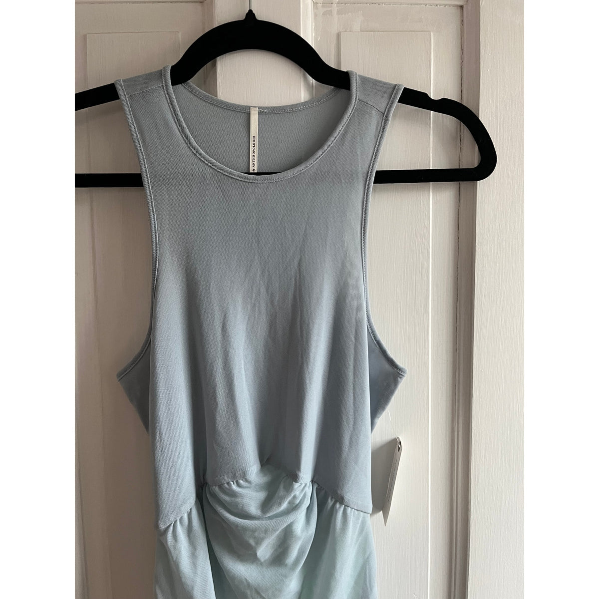 Anthropologie Ruched Mesh Midi Dress XS • Soft Blue Aesthetic • Viral Tank Silhouette