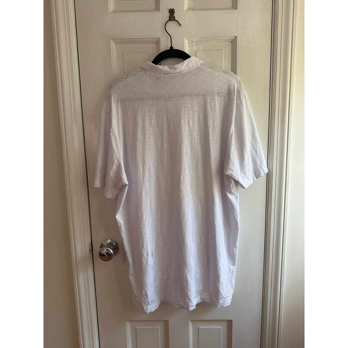 Theory Bron B Polo Shirt White XL EUC Slub Cotton Cosmos