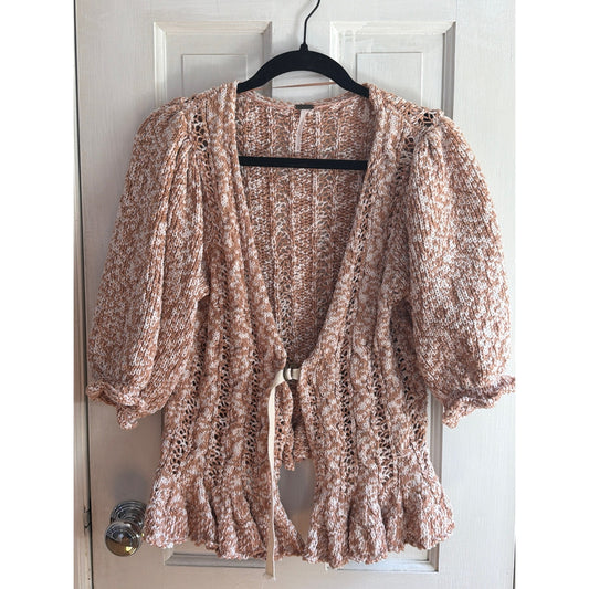 Free People Wine Red Cropped Cardigan Shrug Long Sleeve Women's Size Small