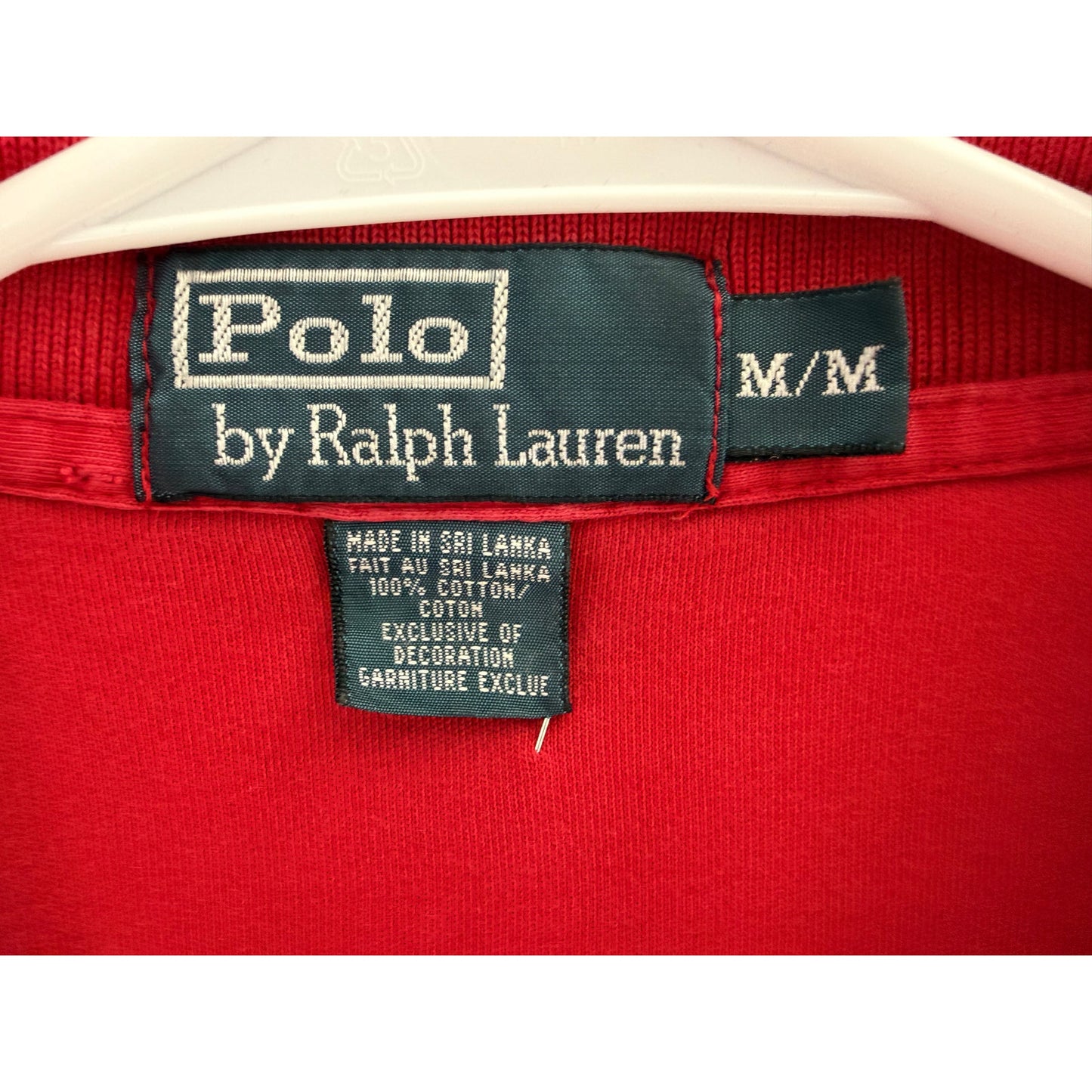 Vintaga Polo Ralph Lauren Polo Red Shirt Men's Blue Pony - Medium