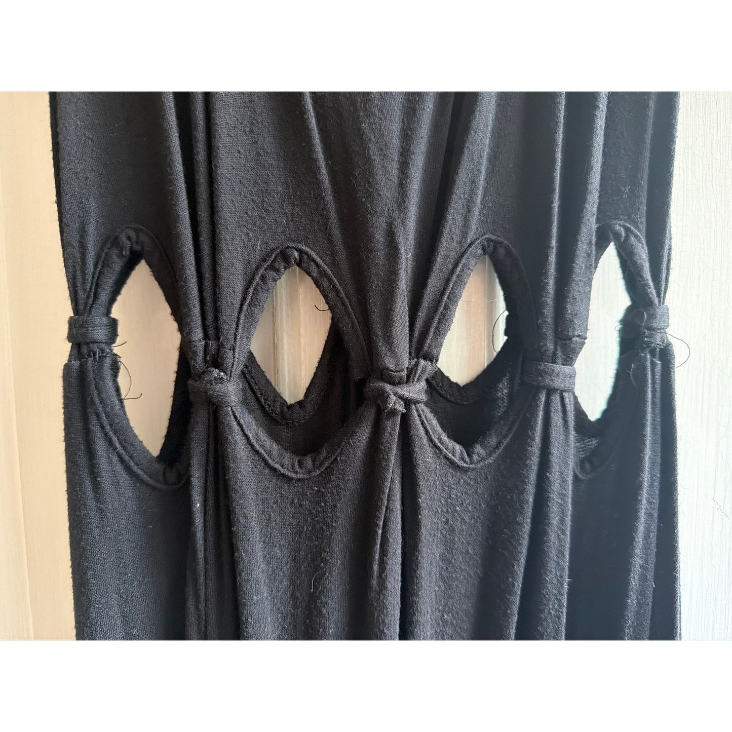 Sparkle & Fade Black Open Waist Cutout Tie Maxi Dress S