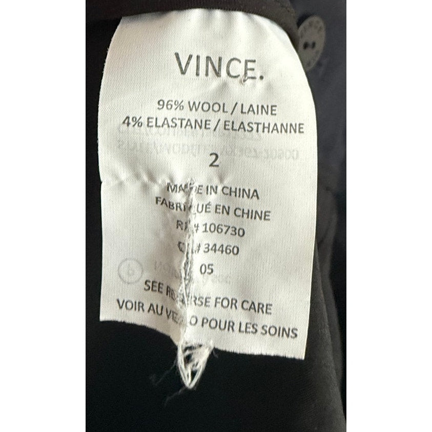 VINCE Navy Black Tuxedo Stripe Wool Blend Trousers Pants Size 2 | EUC Tailored