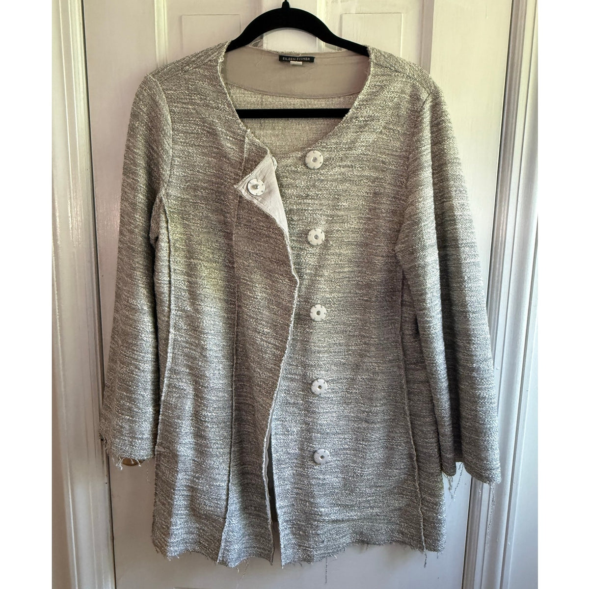 Eileen Fisher Gray Knit Notch Collar Blazer Jacket Women's Size Small Sample
