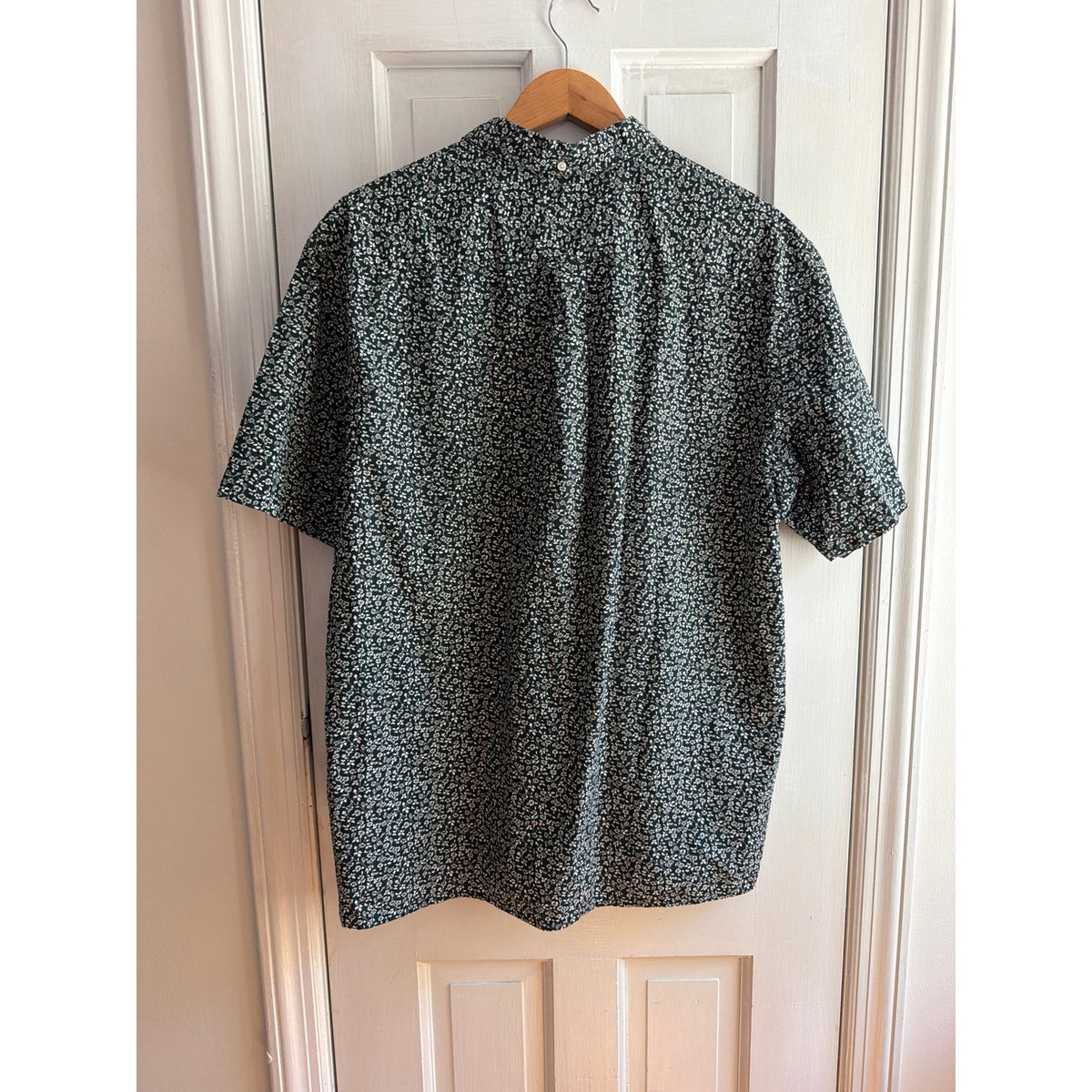 Ralph Lauren Mens Short Sleeve Floral Button Down Shirt Dark Green White XL