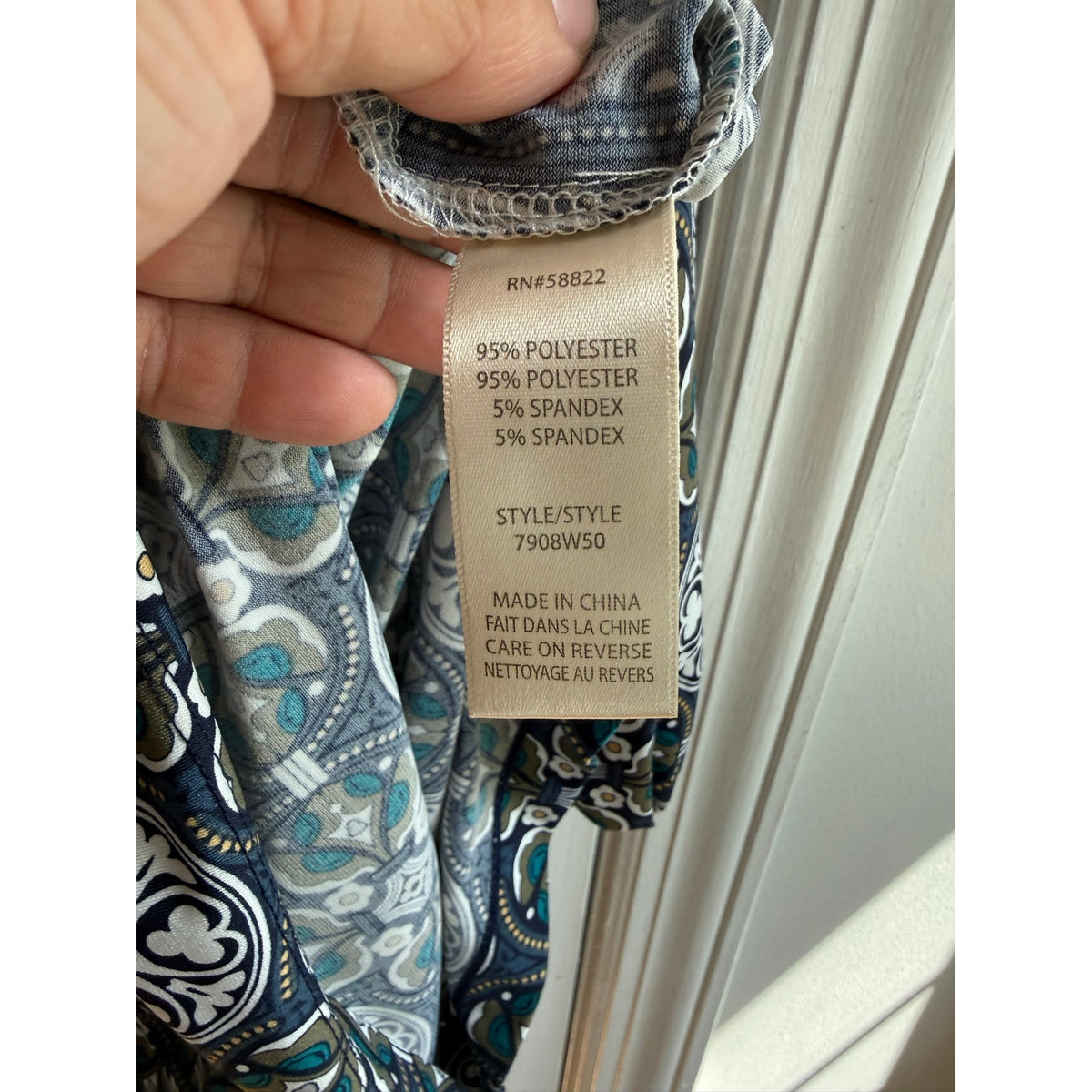 Max Studio Dress Size Large Blue Geometric Pattern 3/4 Sleeve Shift