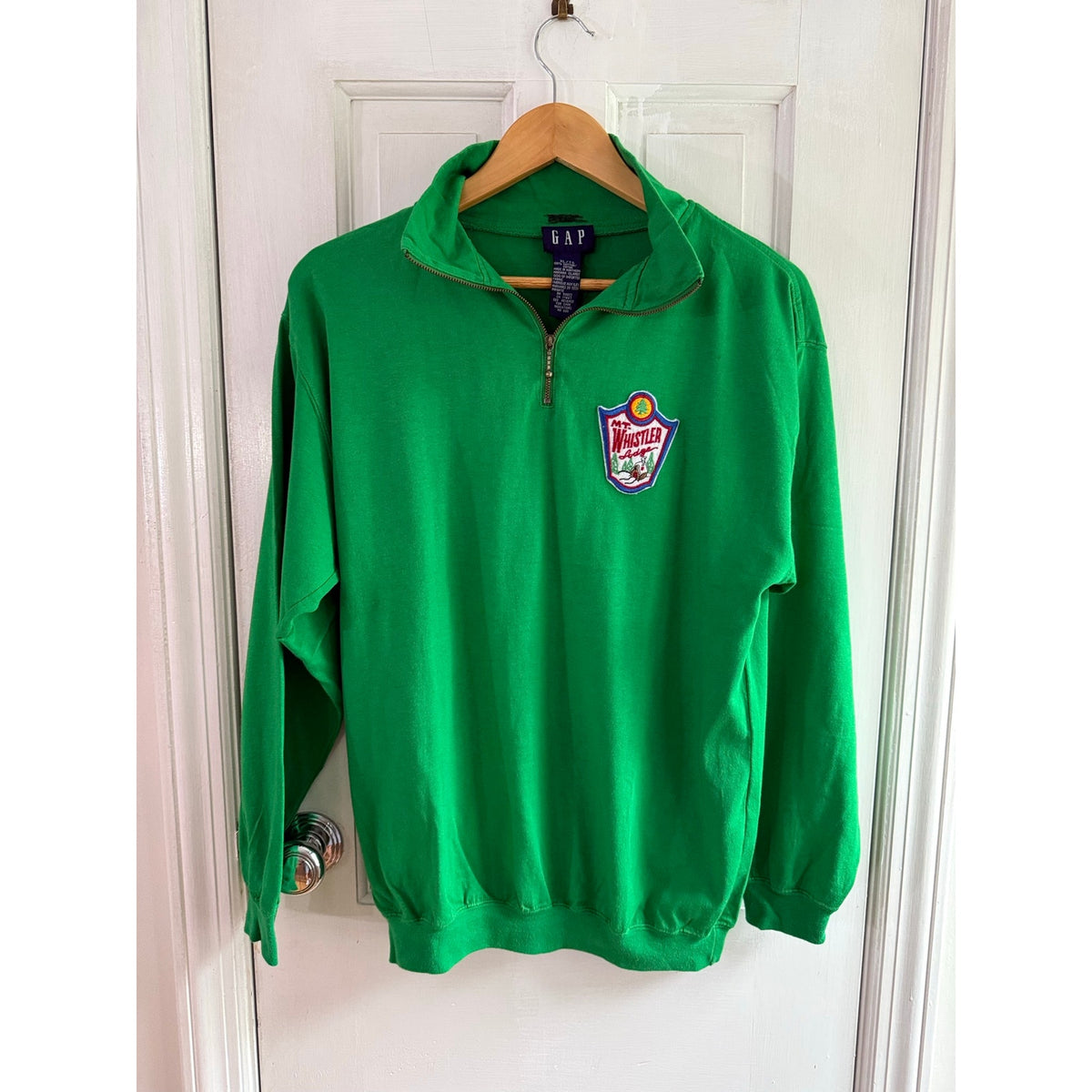 Vintage Gap Mt Whistler 1/4 Zip Sweatshirt Womens XL Green Ski Retro Pullover L