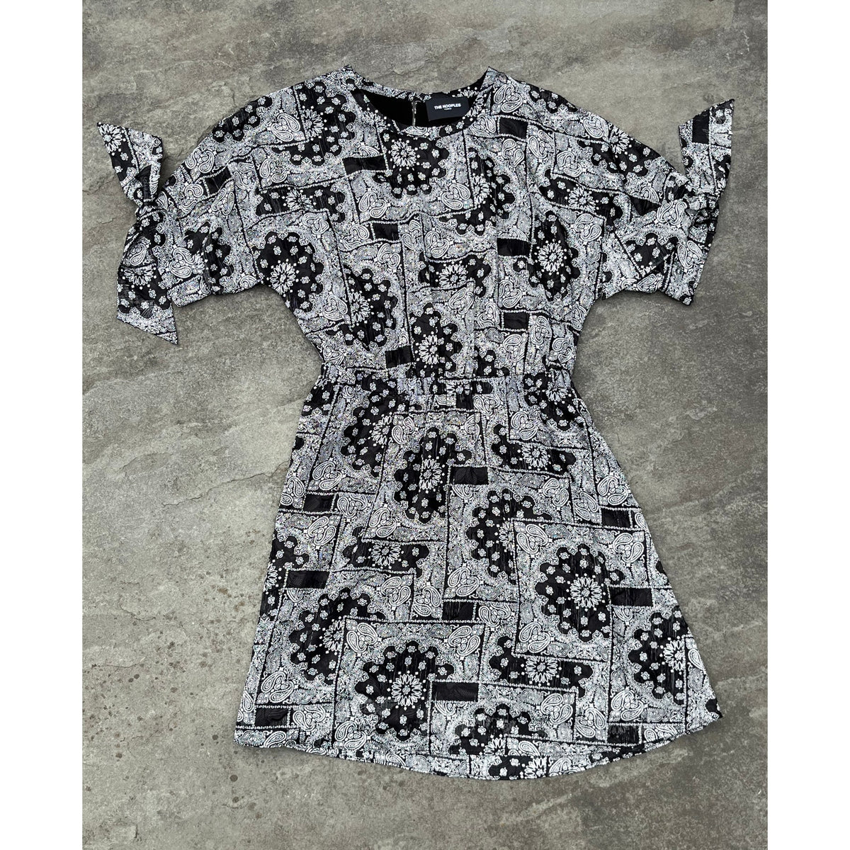 The Kooples Paris Black Bandana Paisley Print Mini Dress EU 1 US 4 Small