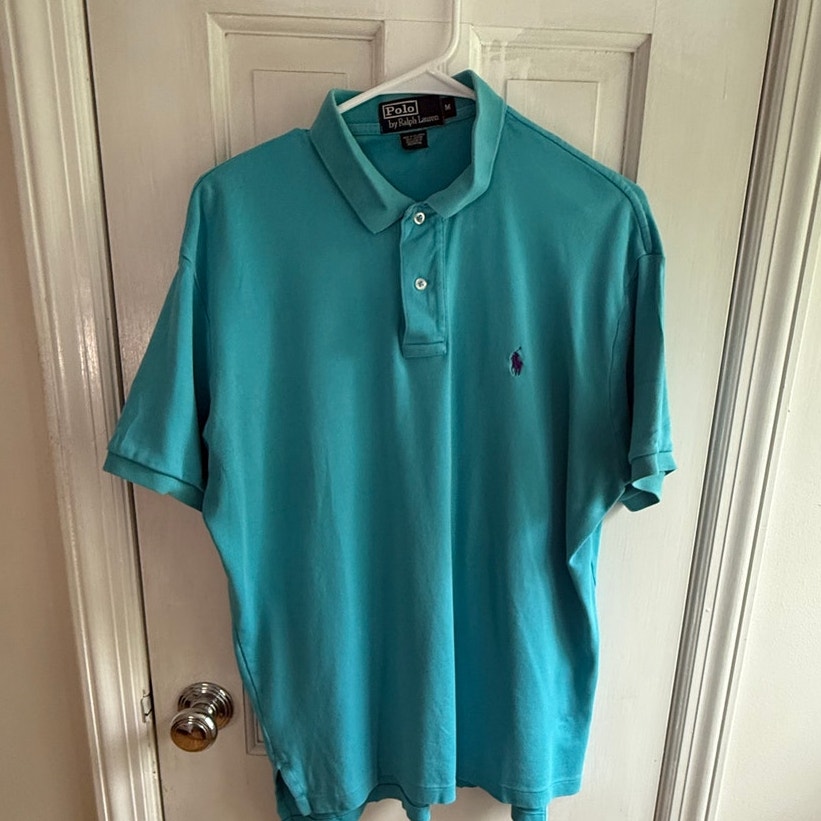 Polo Ralph Lauren Polo Aqua Shirt Men's Navy Pony Medium