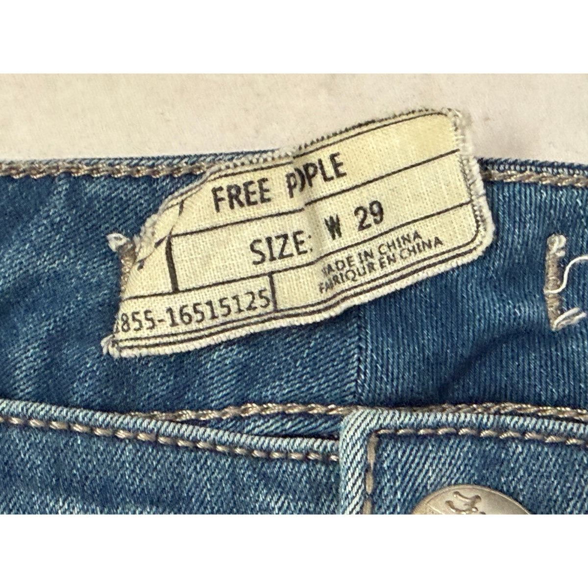 Free People Moto Ribbed Button Fly Skinny Jeans Blue Ankle Zip Size 29