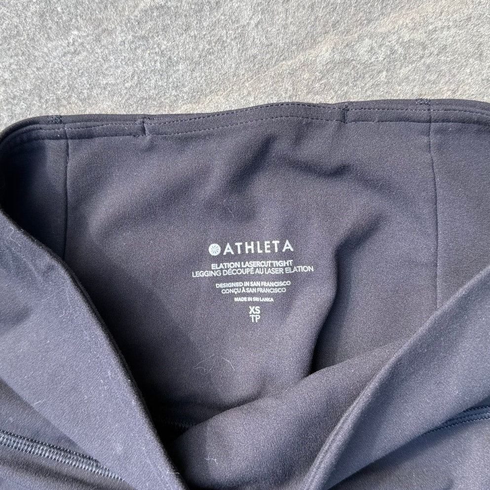 Athleta Elation Lasercut High Rise 7/8 Tight Black Leggings Size XS EUC