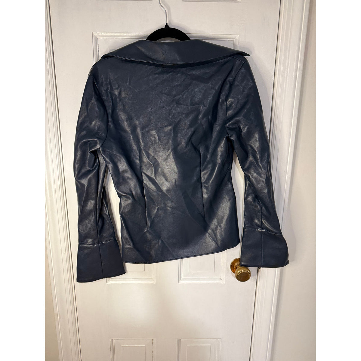 Cinq A Sept Mckenna Twisted Front Faux Leather Long Sleeve Navy - Small