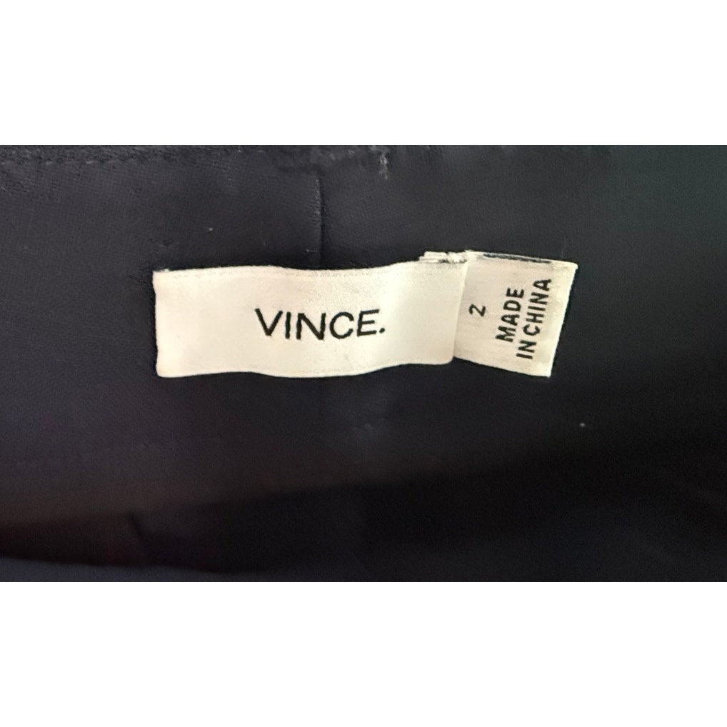 VINCE Navy Black Tuxedo Stripe Wool Blend Trousers Pants Size 2 | EUC Tailored